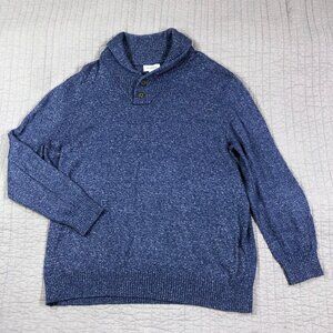 4/$15 George Sweater Men 2XL 2XB Blue Rag Shawl Collar Pullover Cotton Blend